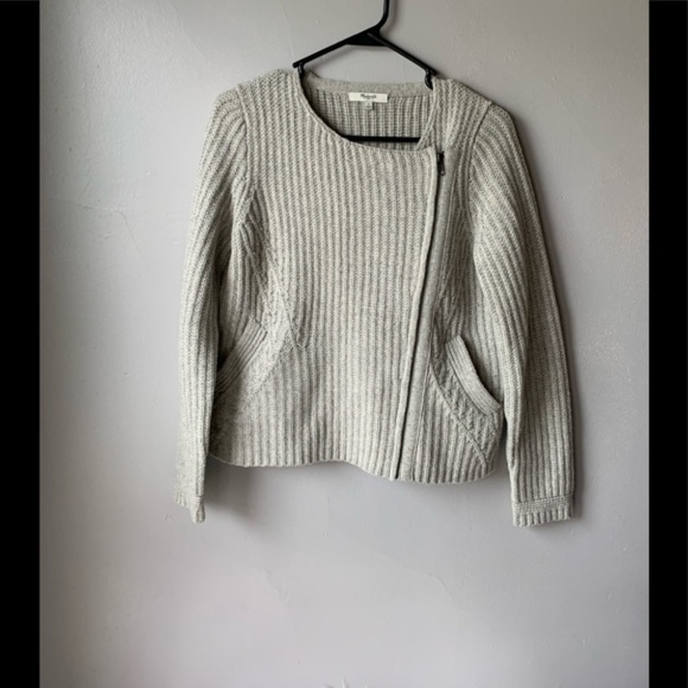 Madewell Gray Knit Zip Up Sweater